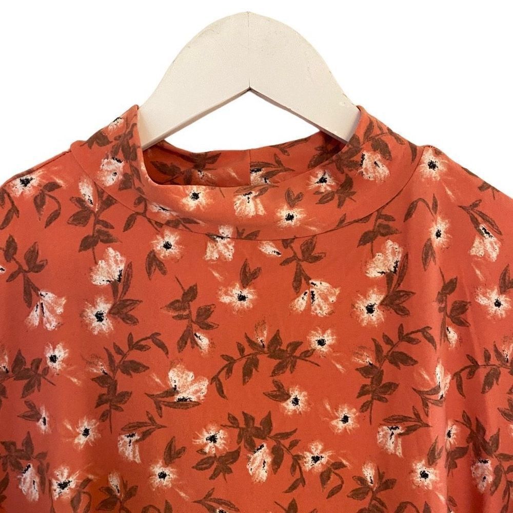 SO Plus size XXL floral rust color orange long sleeve cowl neck dress prairie La - Picture 2 of 7